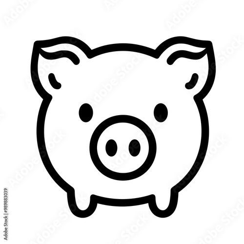 This black and white icon showcases a stylized pig with minimal details, making it perfect for illustrations, logos, and playful designs