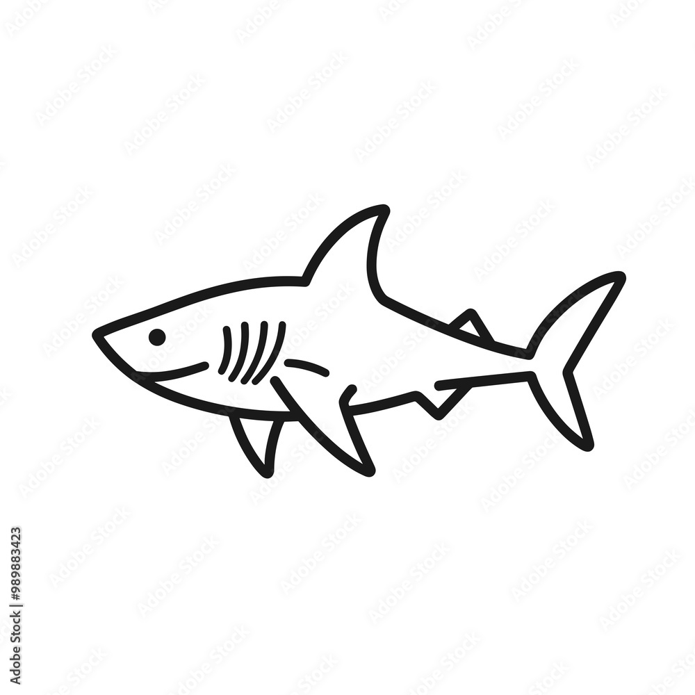 Naklejka premium This is a clean vector icon representing a shark, illustrating its sleek form while emphasizing marine themes in a simple, monochromatic style