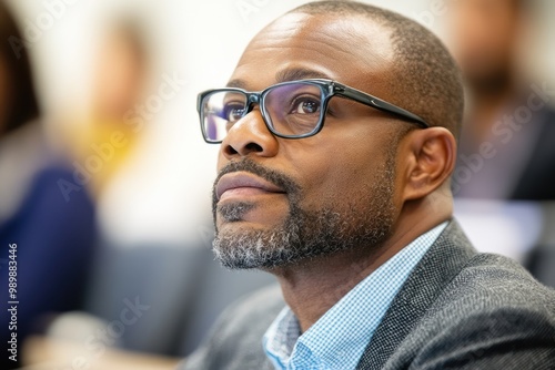 A business owner attending a government grant workshop or seminar