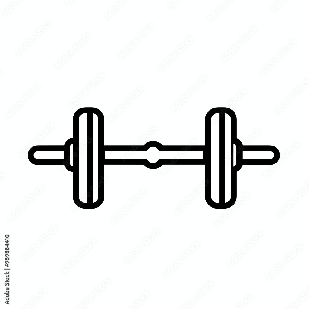 This graphic features a minimalist black line drawing of a dumbbell, perfect for representing fitness, strength training, and gym activities aimed at improving health This graphic features a minimalist black line drawing of a dumbbell, perfect for representing fitness, strength training, and gym activities aimed at improving health