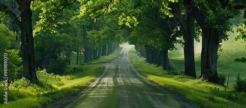 Rural Road Country Road Green Trees And Forest photo