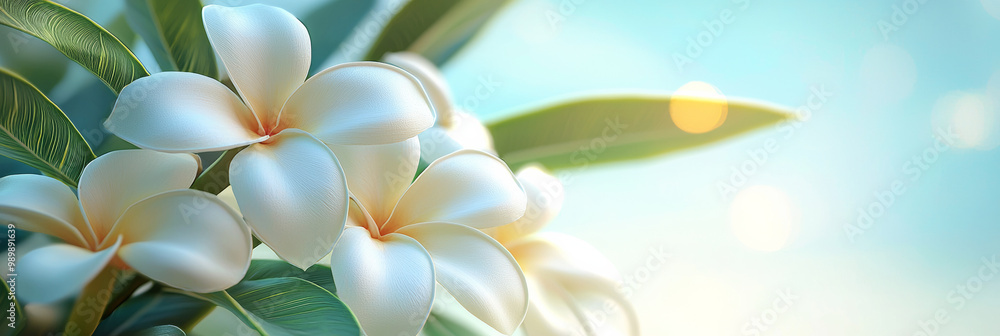 White frangipani flowers, generative AI White frangipani flowers, generative AI