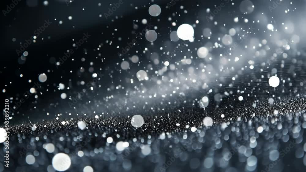 White dots and circles of light float and move across a dark, almost black, background White dots and circles of light float and move across a dark, almost black, background