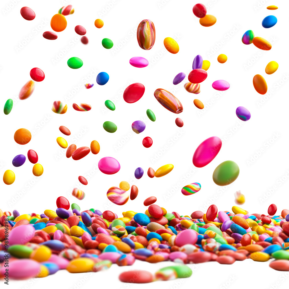 Colorful Candies Falling Down Isolated on Transparent Background Colorful Candies Falling Down Isolated on Transparent Background