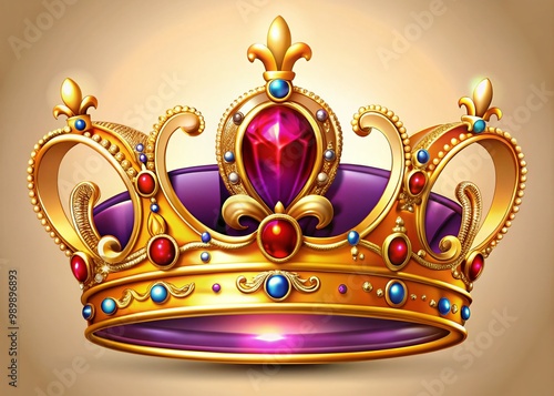 Elegant crown with ornate frame, perfect for royal themes and decorative design elements. photo