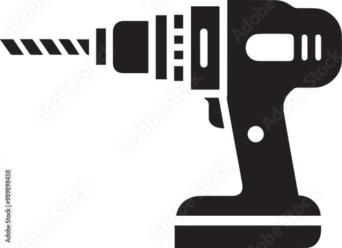 drill silhouette vector icon, drill silhouette vector logo, black and white