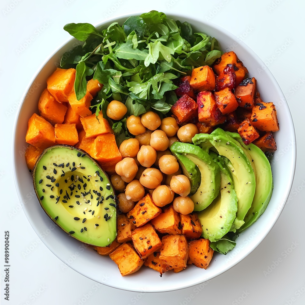 Colorful Buddha Bowl with Fresh Vegetables and Greens Colorful Buddha Bowl with Fresh Vegetables and Greens