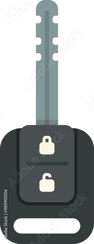 Modern electronic car key with buttons for locking and opening the doors and the trunk of the vehicle