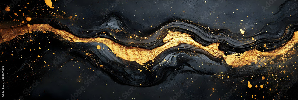 Abstract Black and Gold Background with Golden Texture Abstract Black and Gold Background with Golden Texture