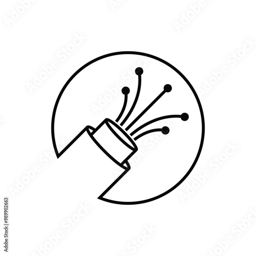 fiber optic icon vector with simple design