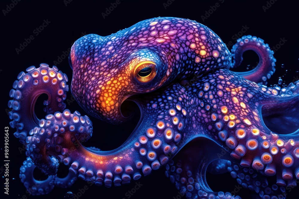 Obraz premium Octopus in Blue and Orange