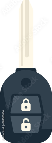Modern car key with a remote control locking system is shown against a white background