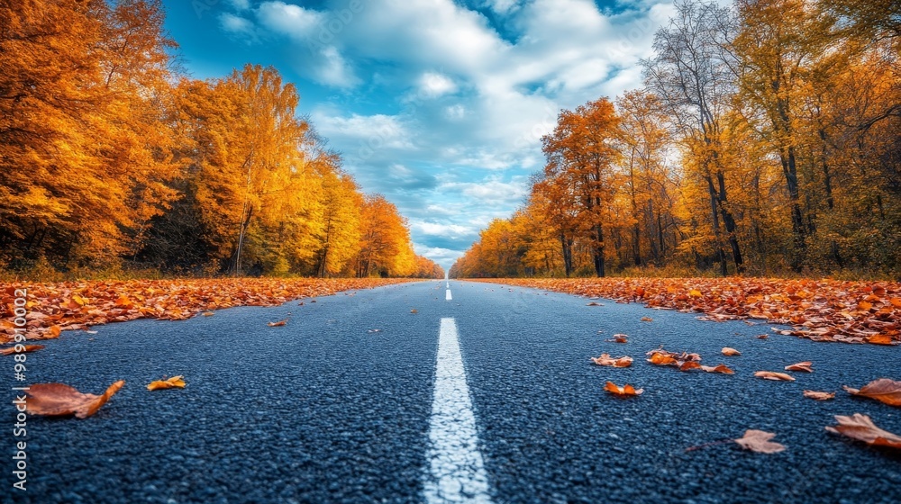 Fototapeta premium road in autumn forest
