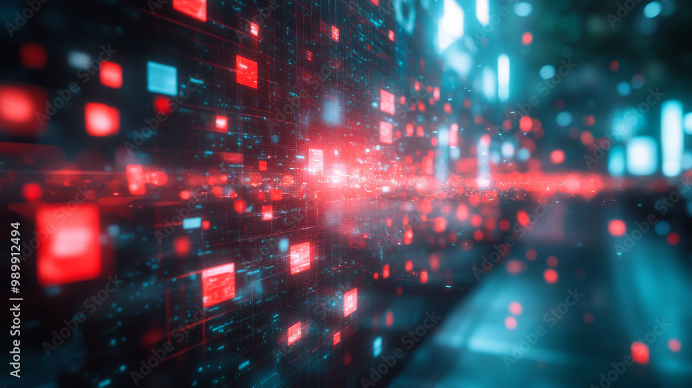 Abstract digital background with red and blue lights. Abstract digital background with red and blue lights.