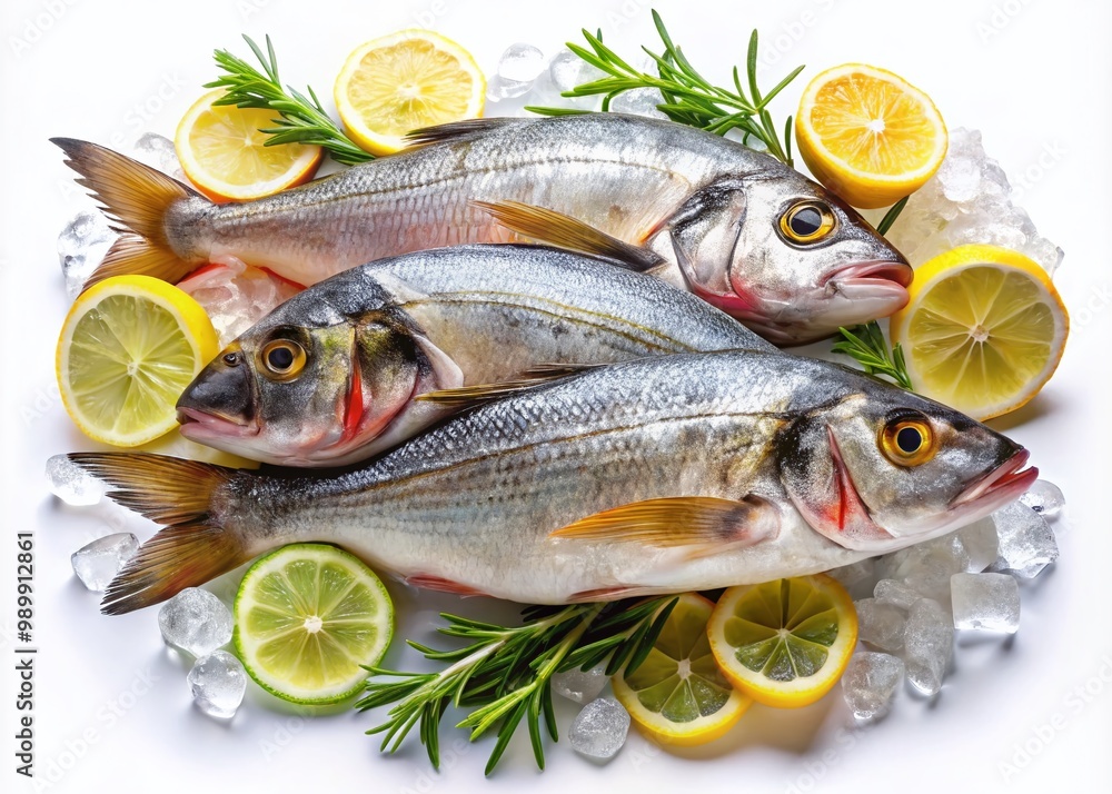 Freshly Caught Fish on White Background for Culinary, Restaurant, and Food Industry Use and Design Freshly Caught Fish on White Background for Culinary, Restaurant, and Food Industry Use and Design