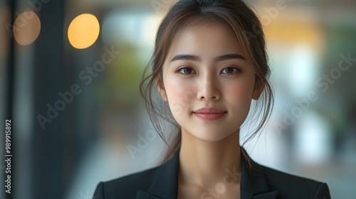 Asian professional consultant woman with a confident demeanor, wearing business attire that highlights her expertise, communication skills, and dedication to client success