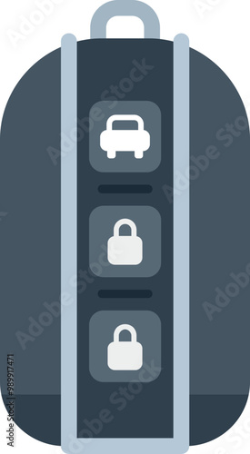 Modern electronic car key fob with remote control locking system allowing to lock and unlock the vehicle