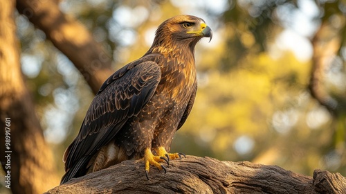 Golden Eagle Perched on a Branch