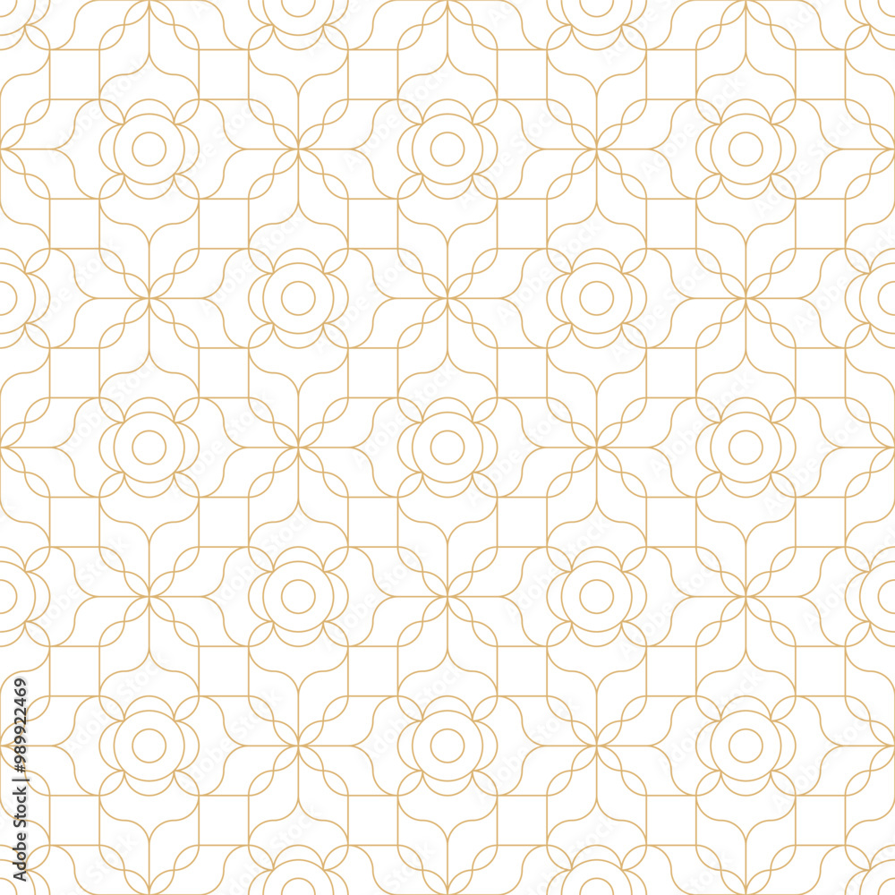 Abstract Golden Flower Elegant Damask Outline Seamless Vector Repeat Pattern Abstract Golden Flower Elegant Damask Outline Seamless Vector Repeat Pattern