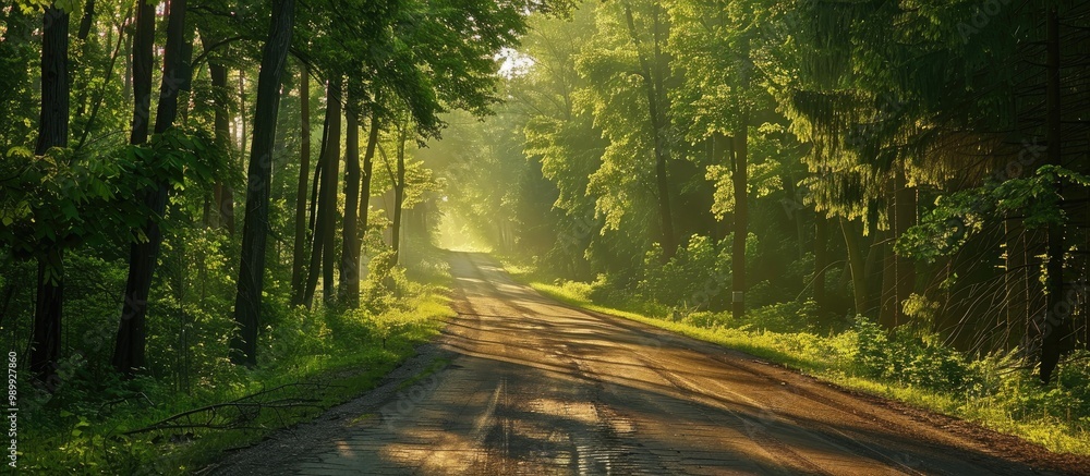 Obraz premium Rural Road Country Road Green Trees And Forest