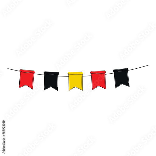German flag bunting with red, yellow, and black pennants, Vector