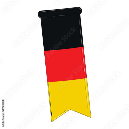 Vertical German flag banner with black, red, and yellow stripes, Vector