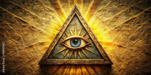 Intricate Masonic Triangle Symbol with Eye and Light on a Textured Background for Esoteric Themes