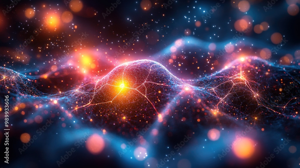 Abstract Digital Landscape with Glowing Particles Abstract Digital Landscape with Glowing Particles