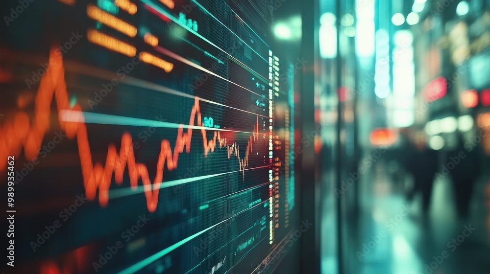 A close-up of a digital screen displaying a downward-trending line graph, symbolizing a Fed rate cut, set against a blurred background of financial charts and news headlines A close-up of a digital screen displaying a downward-trending line graph, symbolizing a Fed rate cut, set against a blurred background of financial charts and news headlines