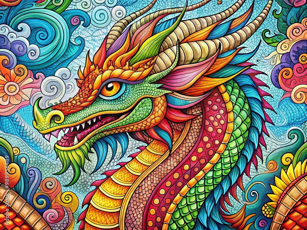 Intricate Zentangle Dragon Design with Swirling Patterns and Detailed Line Art for Relaxation and Creativity Intricate Zentangle Dragon Design with Swirling Patterns and Detailed Line Art for Relaxation and Creativity