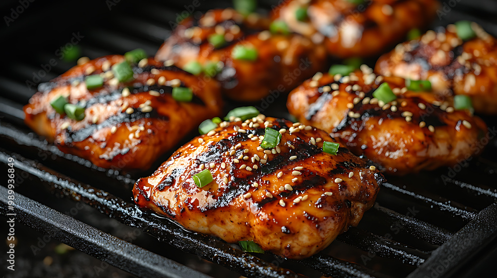 Grilled chicken thighs marinated in teriyaki sauce Grilled chicken thighs marinated in teriyaki sauce