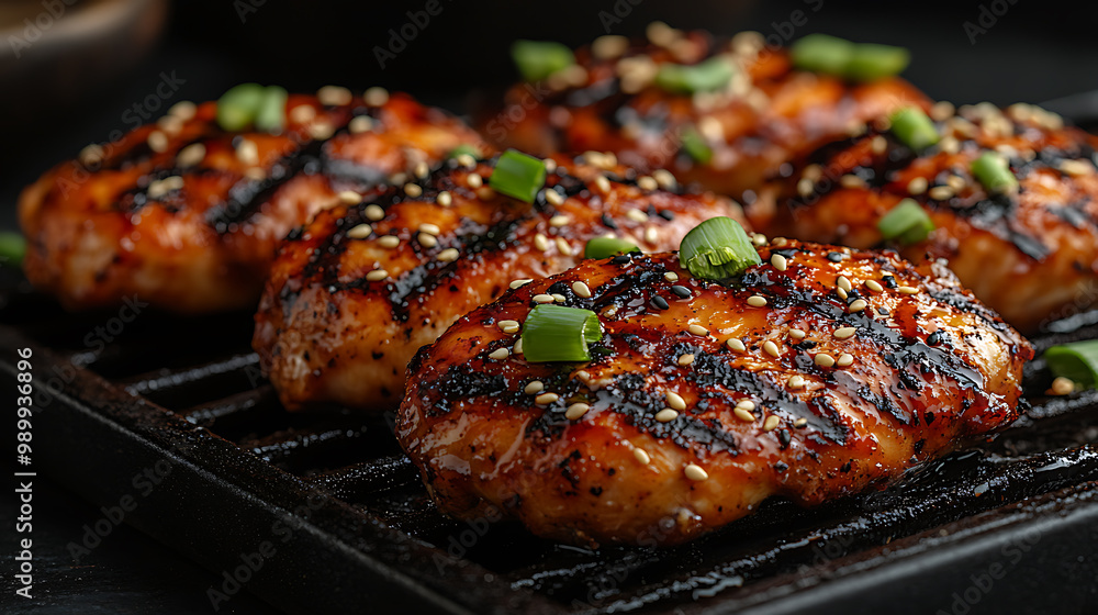 Grilled chicken thighs marinated in teriyaki sauce Grilled chicken thighs marinated in teriyaki sauce
