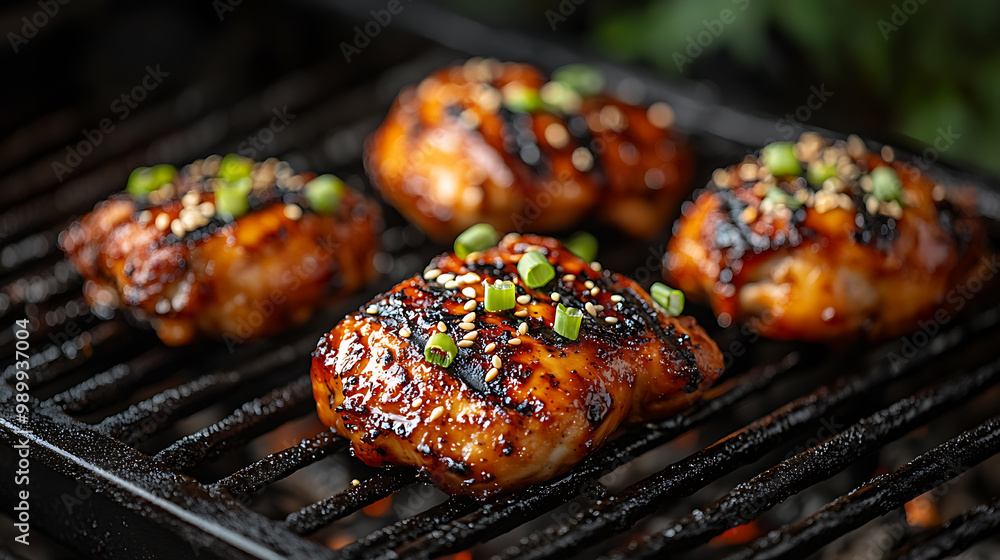 Grilled chicken thighs marinated in teriyaki sauce Grilled chicken thighs marinated in teriyaki sauce