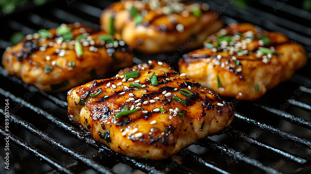 Grilled chicken thighs marinated in teriyaki sauce Grilled chicken thighs marinated in teriyaki sauce