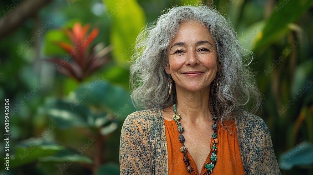 mature woman smiling in a beautiful botanical garden enjoying the greenery and natural beauty around her her joyful expression shows how much she loves the peaceful nature surrounding her mature woman smiling in a beautiful botanical garden enjoying the greenery and natural beauty around her her joyful expression shows how much she loves the peaceful nature surrounding her