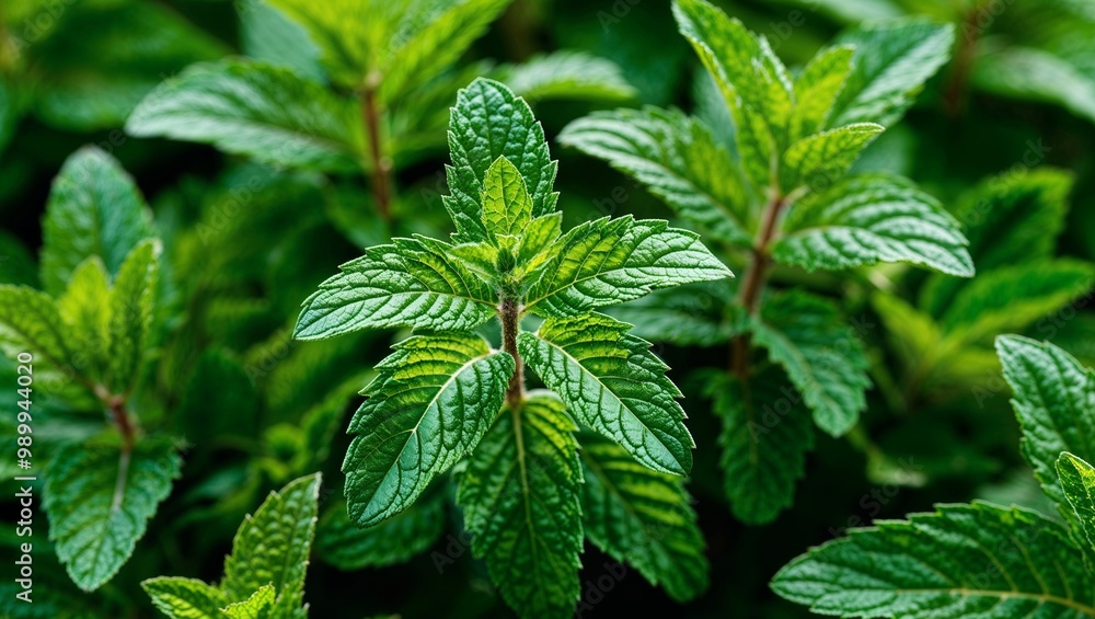 Fresh mint leaves with aromatic fragrance closeup Fresh mint leaves with aromatic fragrance closeup