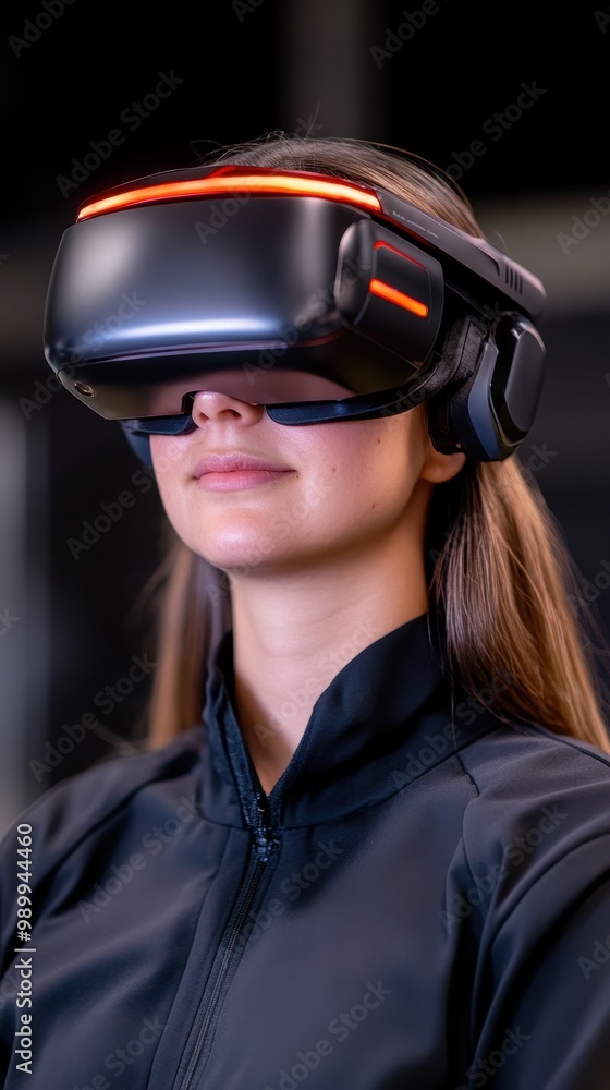 Person using virtual reality headset Person using virtual reality headset