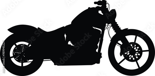 Chopper style motorcycle silhouette illustration side view