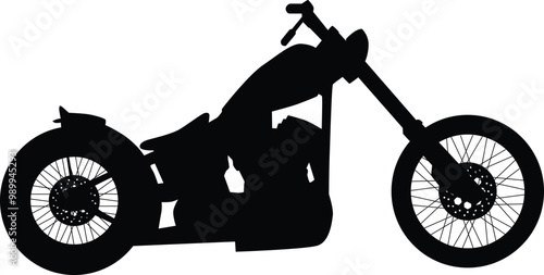 Chopper style motorcycle silhouette illustration side view