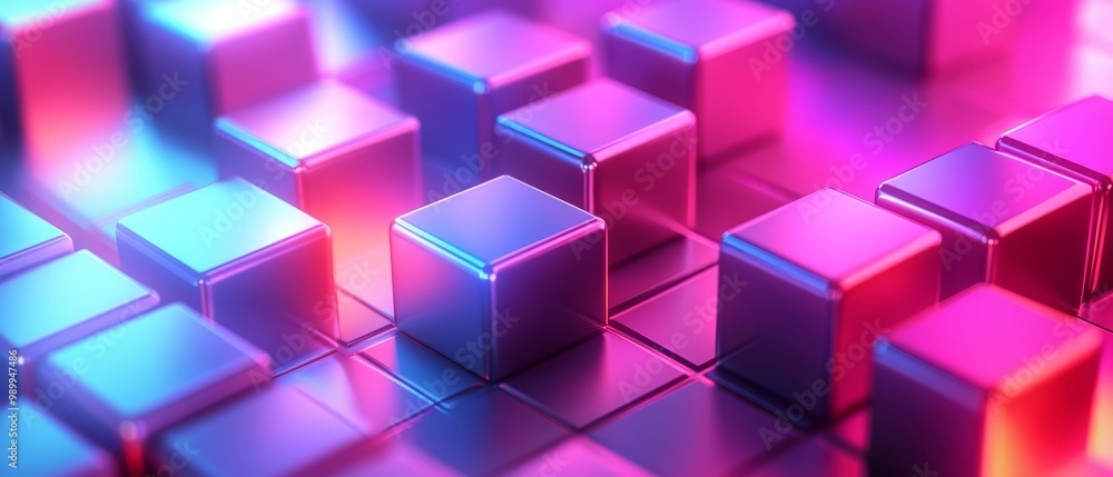 Obraz premium Abstract Neon Cubes.