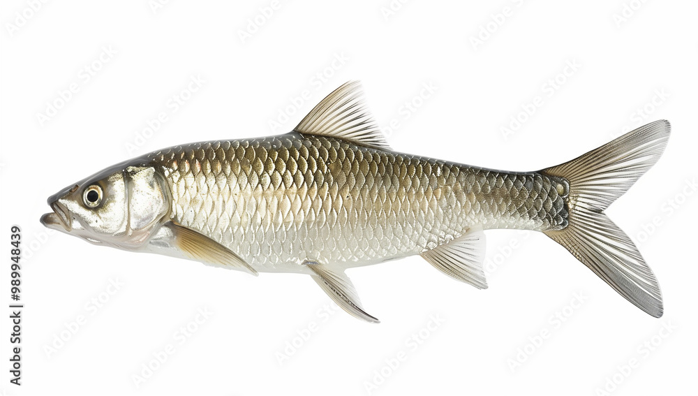 Image of tarpaulin, the silver kingfish on a white background for removing the background Image of tarpaulin, the silver kingfish on a white background for removing the background