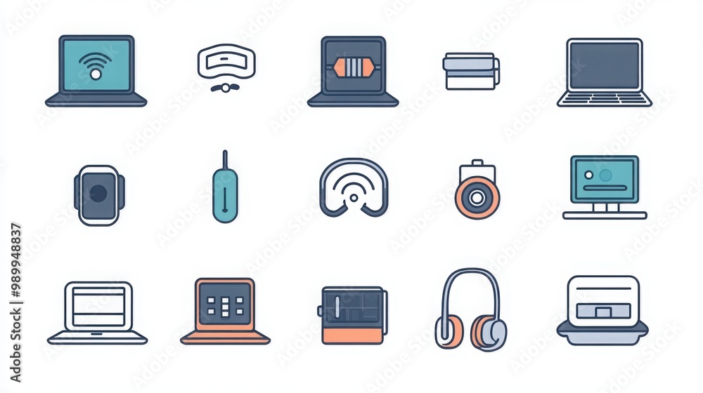 Technology thin line icon set Technology thin line icon set