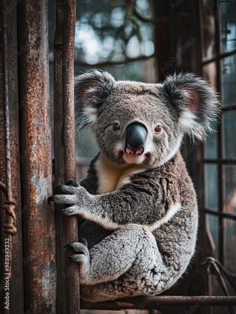 Obraz premium koala isolated on metal background
