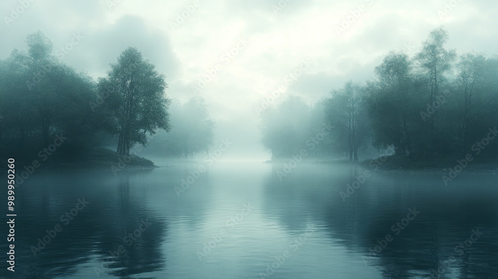 Fototapeta premium Misty River Landscape