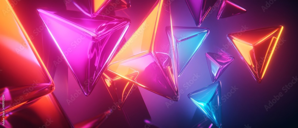 Abstract 3D Geometric Shapes with Neon Colors. Abstract 3D Geometric Shapes with Neon Colors.