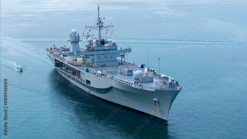 Nuclear war ship, Navy ship, Military navy carrier Helicopter. nuclear carrier running in the ocean. Nuclear war ship, Navy ship, Military navy carrier Helicopter. nuclear carrier running in the ocean.