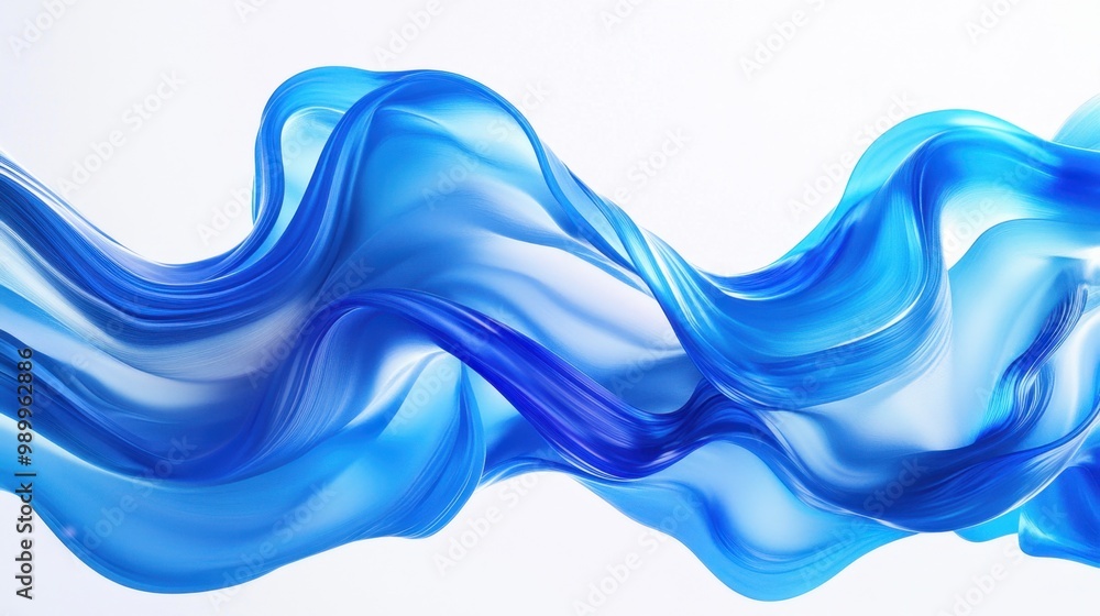 The vibrant blue abstract wave pattern undulates gracefully against a stark white background, creating a dynamic and fluid impression The vibrant blue abstract wave pattern undulates gracefully against a stark white background, creating a dynamic and fluid impression
