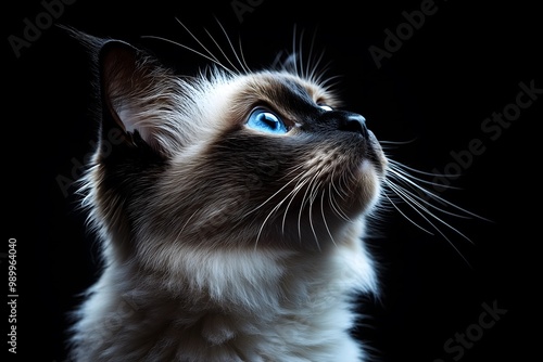 Feline Grace: Siamese Cat in Dramatic Light photo