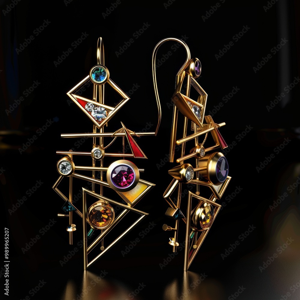 Geometric Gemstone Earrings. Geometric Gemstone Earrings.
