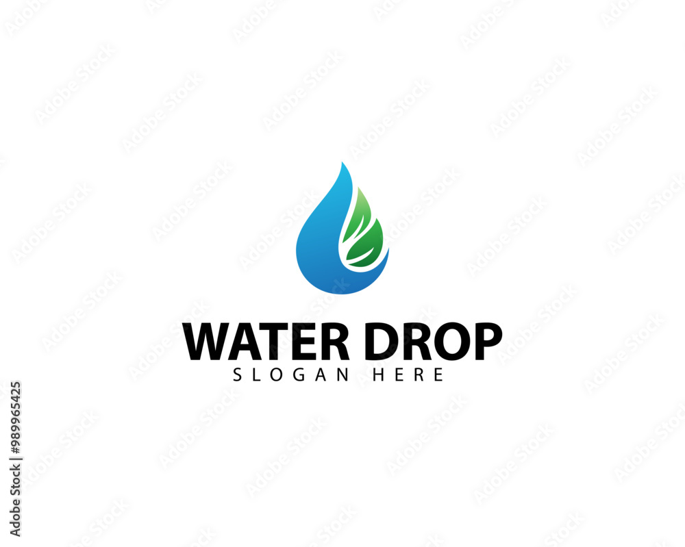 Water Drop on Leaf Logo Template Illustration, Logo for Company Identity and Business Water Drop on Leaf Logo Template Illustration, Logo for Company Identity and Business